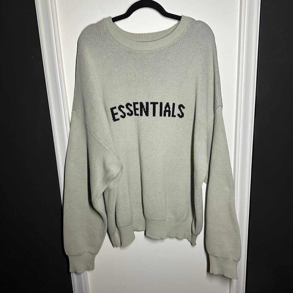 Fear of God Essentials Men's FW21 Knit Pullover Sweater Green Concrete Size XXL - Picture 3 of 16